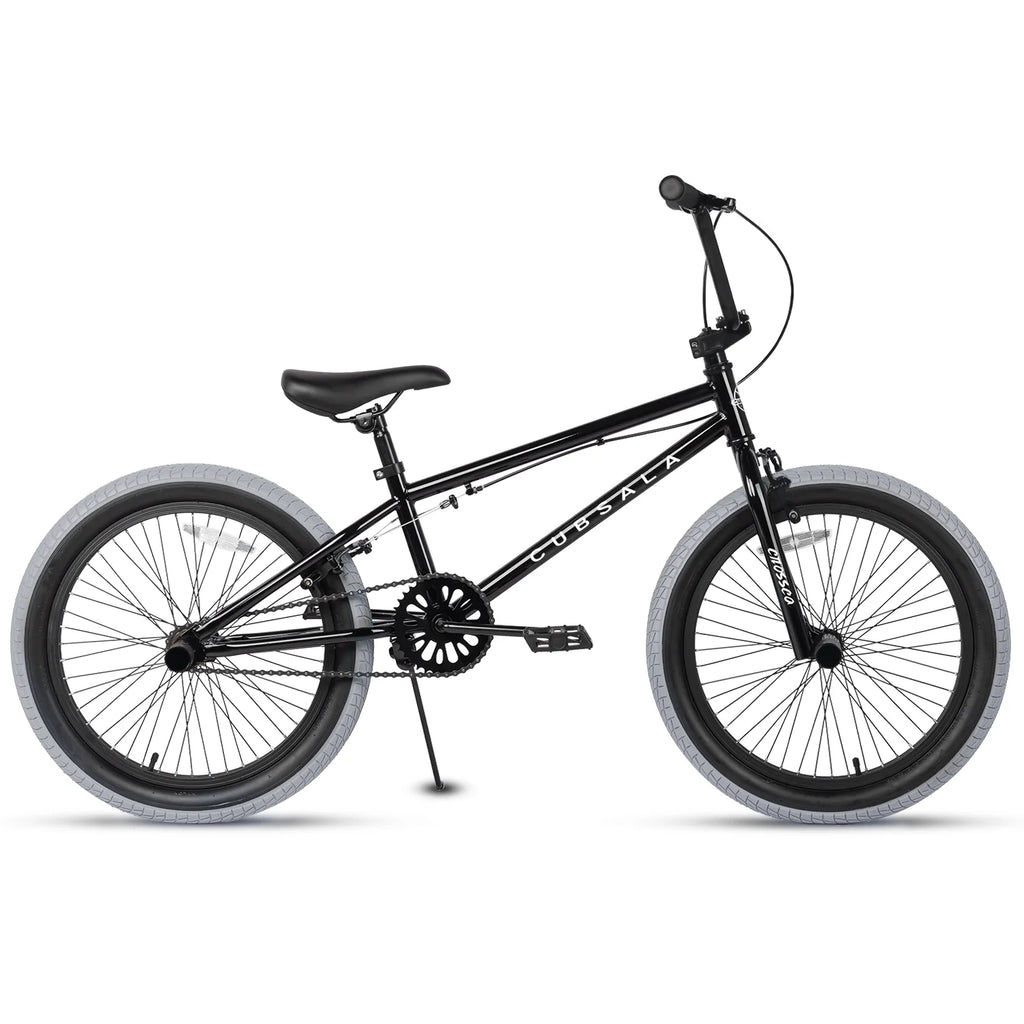 Cubsala 20 in Kids BMX Bike Freestylefor Age 6 - 14 Years Old Boys Girls with 4 Pegs, Black with Red Tires