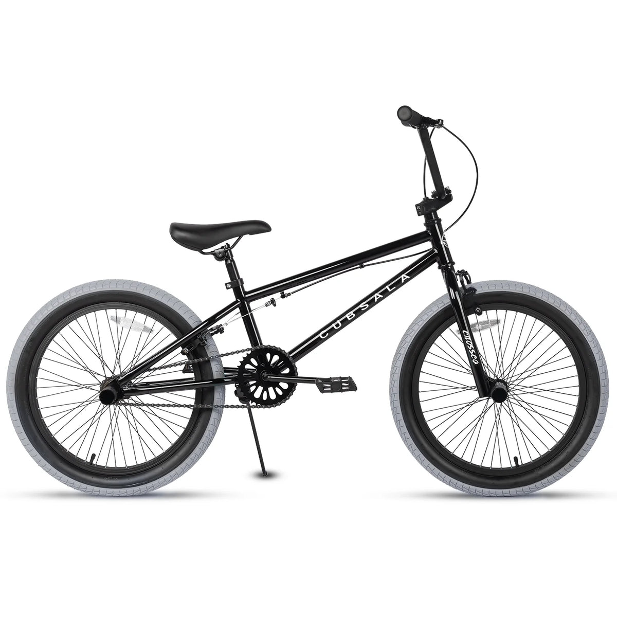 Cubsala 20 in Kids BMX Bike Freestylefor Age 6 - 14 Years Old Boys Girls with 4 Pegs, Black with Red Tires