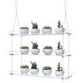 ZerzSemp Hanging Acrylic Plant Shelves for Windows, Height Adjustable Plant Stand ,Clear Hanging Plant Stand for Indoor Window Grow Herbs,