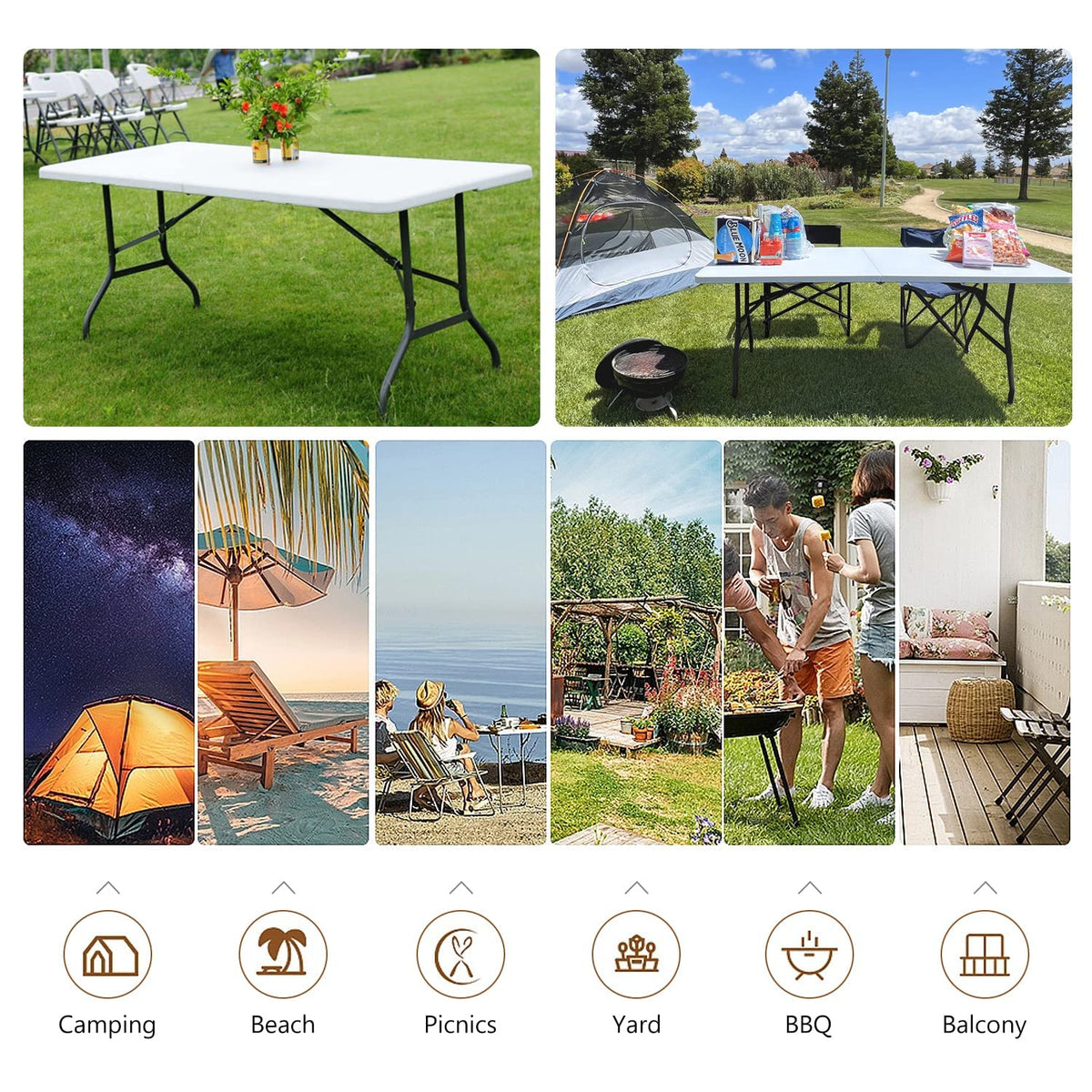 FDW Folding Table for Office Home Camping Party