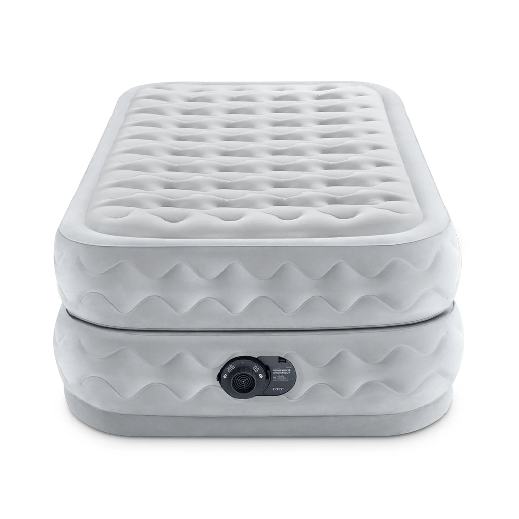 Open Box Intex Supreme Air Flow Fiber Tech Air Mattress W/ Built in Pump, Twin
