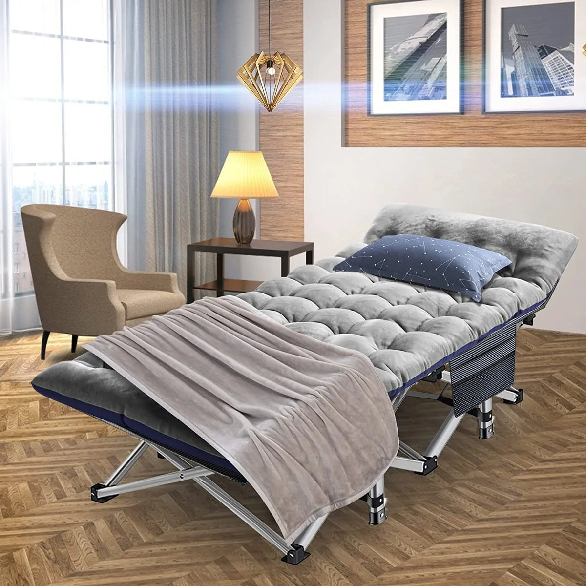 ABORON Portable Camping Cot with Mattress & Carry Bag, 75''X28'' Folding Sleeping Cots, Folding Bed Cot for Adults & Kids