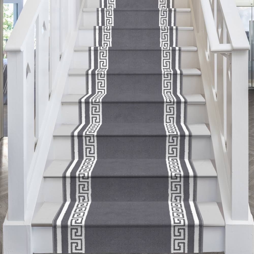 runrug Key Grey Stair Carpet Runner - Width: 2 Foot