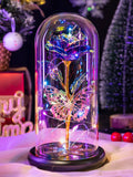Gifts for Women, Galaxy Glass Rose Flower Forever Eternal Crystal Light Up Rose in Glass Dome with Butterfly Birthday Gifts for Mom Wife Grandma