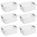 Sterilite Medium Ultra Plastic Storage Organizer Basket White 6 Pack 16248006