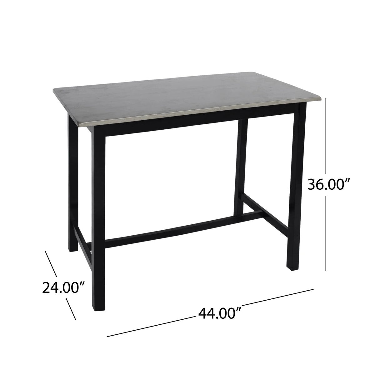 Noble House Dickson Farmhouse 4 Seater Rubber Wood Counter Dining Set, Gray and Black