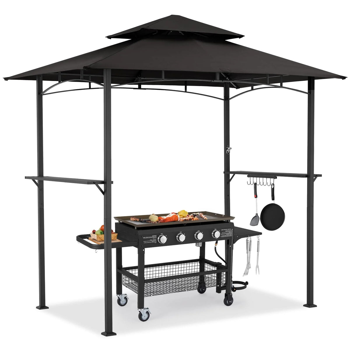 AECOJOY Grill Gazebo 8'x 5' Outdoor Patio Backyard BBQ Grill Shelter, Black