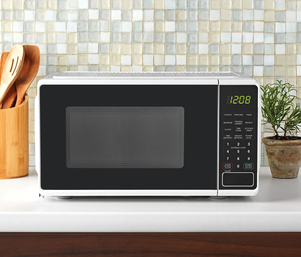 Mainstays 0.7 Cu. Ft. Countertop Microwave Oven, 700 Watts, White, New