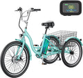 ABORON 24" 26" Electric Tricycles, 36V 10ah 350W Lithium Battery, 7 Speed E - Trike for Adults with Large Capacity Rear Basket & Adjustable Seat