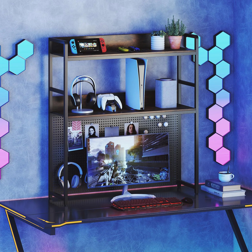 Tangkula Multipurpose 2-Tier Desk Hutch with Pegboard