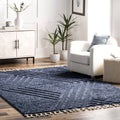 nuLOOM Risette Geometric Shag Tassel Area Rug, 5' 3 inch x 7' 6 inch, Blue