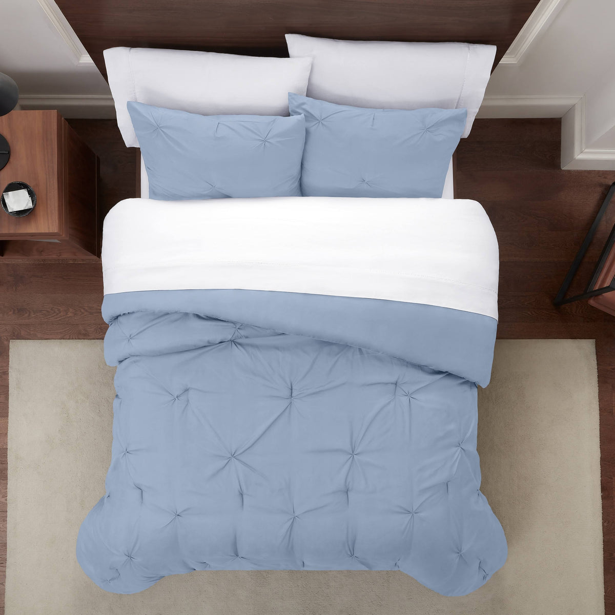 Serta Simply Clean Antimicrobial Pleated Comforter Set - Twin XL - Light Blue
