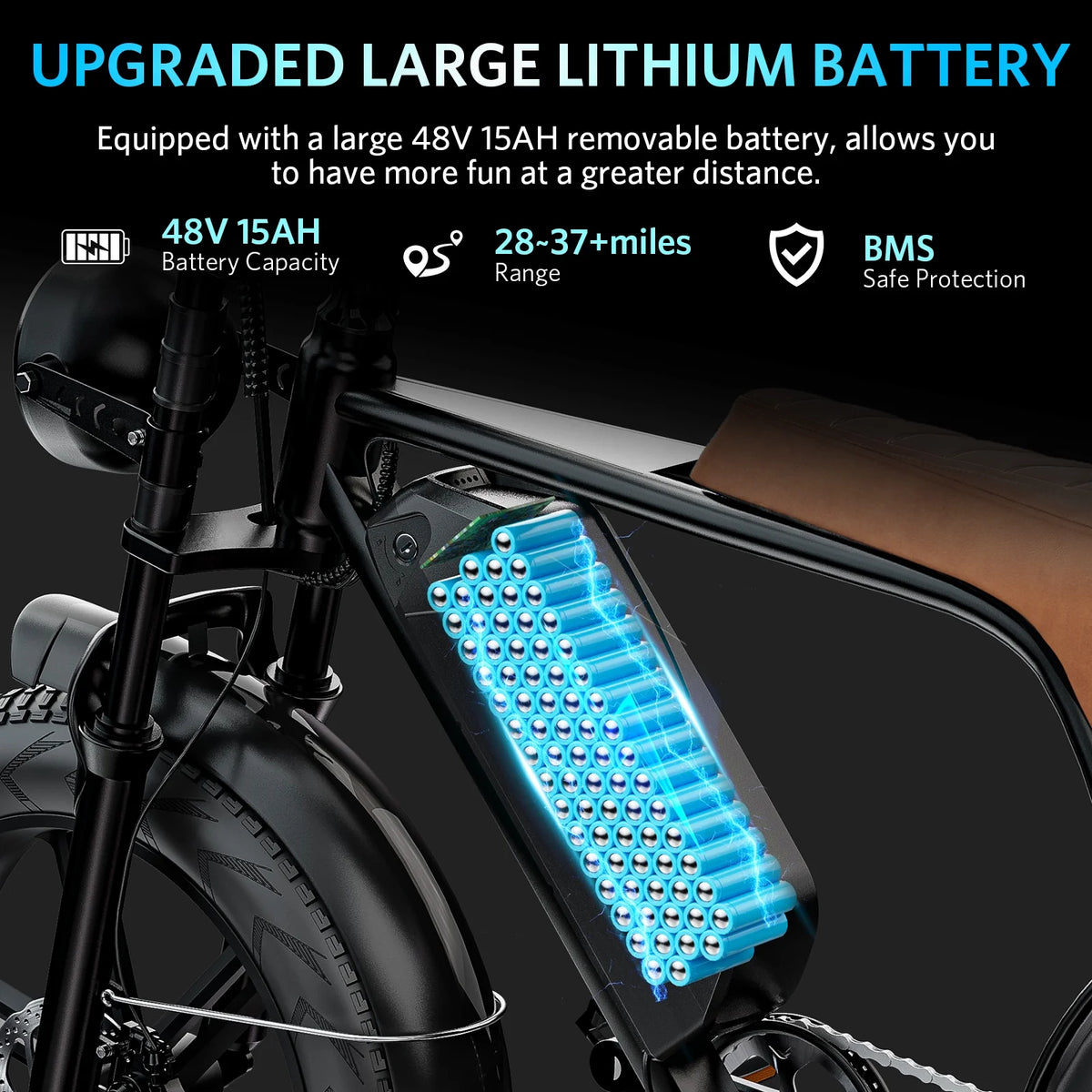 VTOKW Electric Bike for Adults, 1000W Peak Motor Adult Electric Bicycle, 48V 15.6ah Battery, up to 31MPH, 20'' Fat Tire Ebike, Dual Disc Brakes Mountain Bike for Cycling, 7 Speed E Bike, E - Bike UL2849