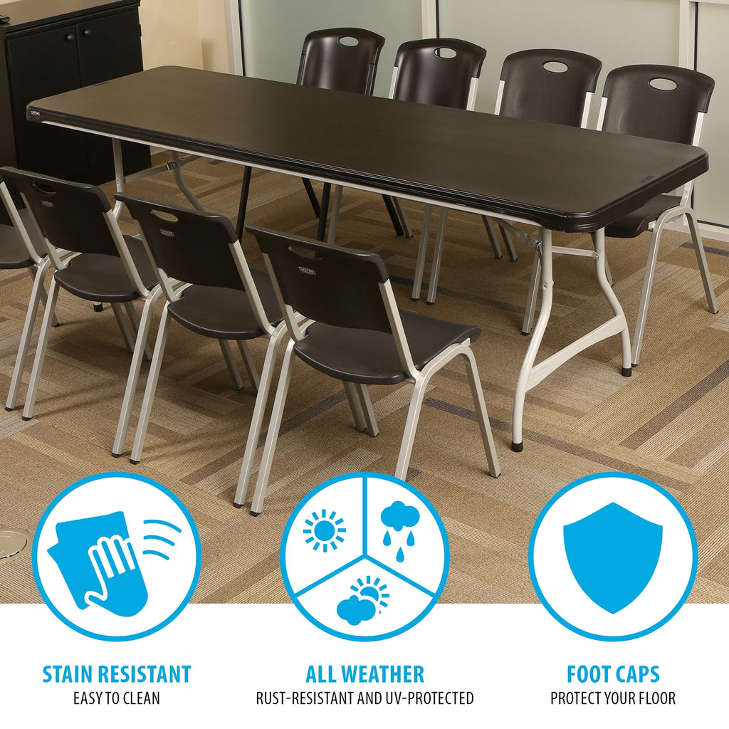 Lifetime 8 Foot Nesting Rectangle Table, Indoor/Outdoor Commercial Grade, Black (280462)