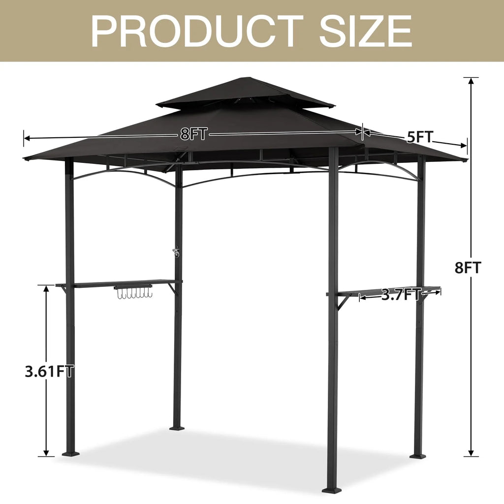 AECOJOY Grill Gazebo 8'x 5' Outdoor Patio Backyard BBQ Grill Shelter, Black