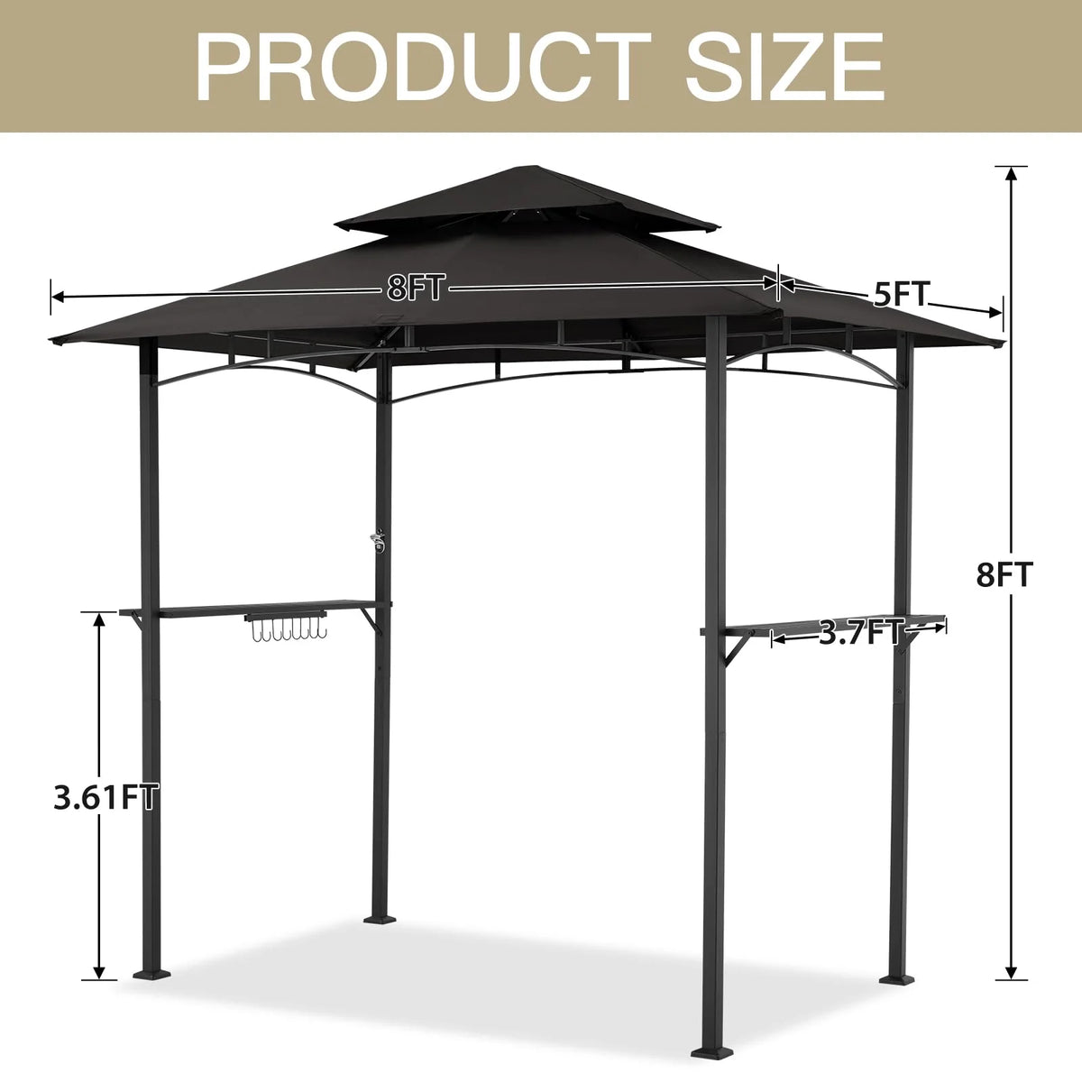 AECOJOY Grill Gazebo 8'x 5' Outdoor Patio Backyard BBQ Grill Shelter, Black