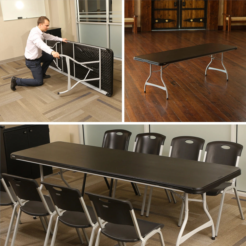 Lifetime 8 Foot Nesting Rectangle Table, Indoor/Outdoor Commercial Grade, Black (280462)