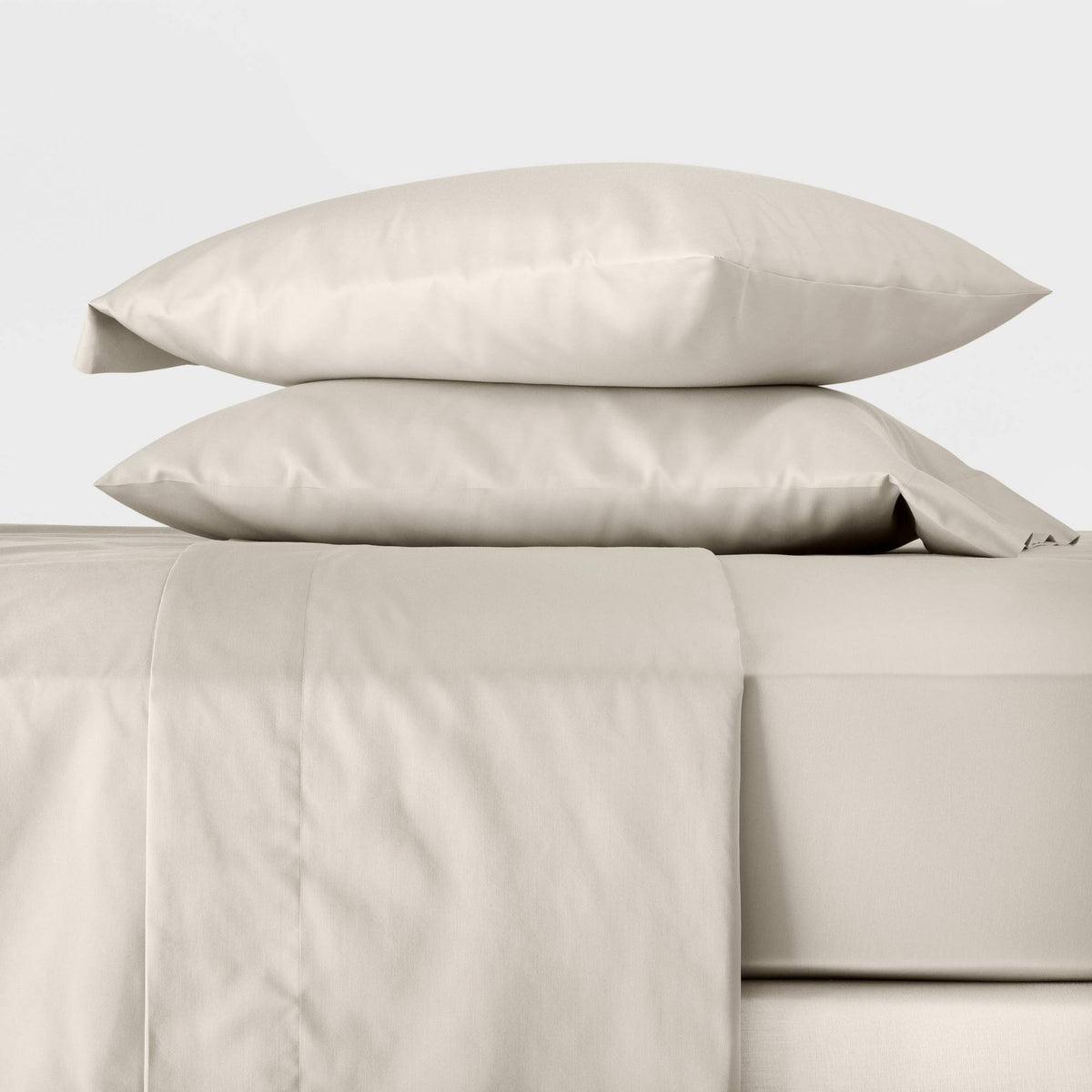 Queen 300 Thread Count Temperature Regulating Solid Sheet Set Natural - Casaluna