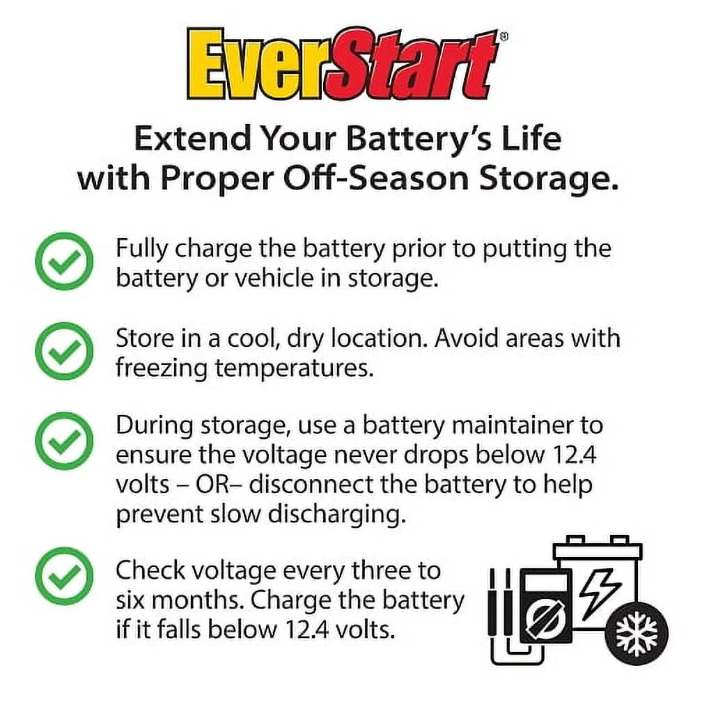 Everstart Platinum AGM Power Sport Battery, Group Size T16L 12 Volt, 260 CCA