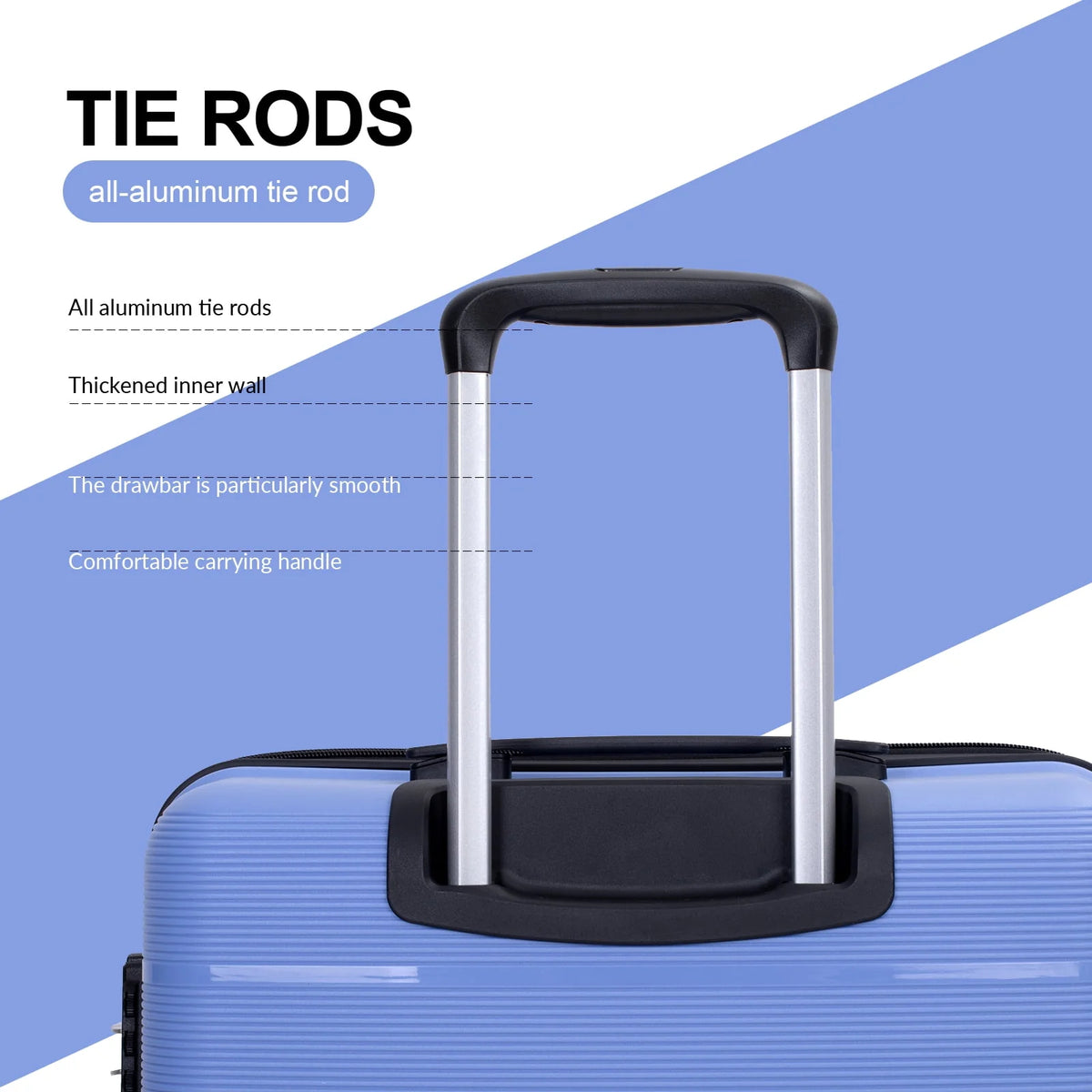 Tripcomp 3 Piece Luggage Sets, Hard Shell Carry on Luggage, PP Case with Two Hooks, Spinner Wheels, TSA Lock, Airline Approved, Lightweight Durable Suitcase, （20"24"28"）(Purplish Blue)