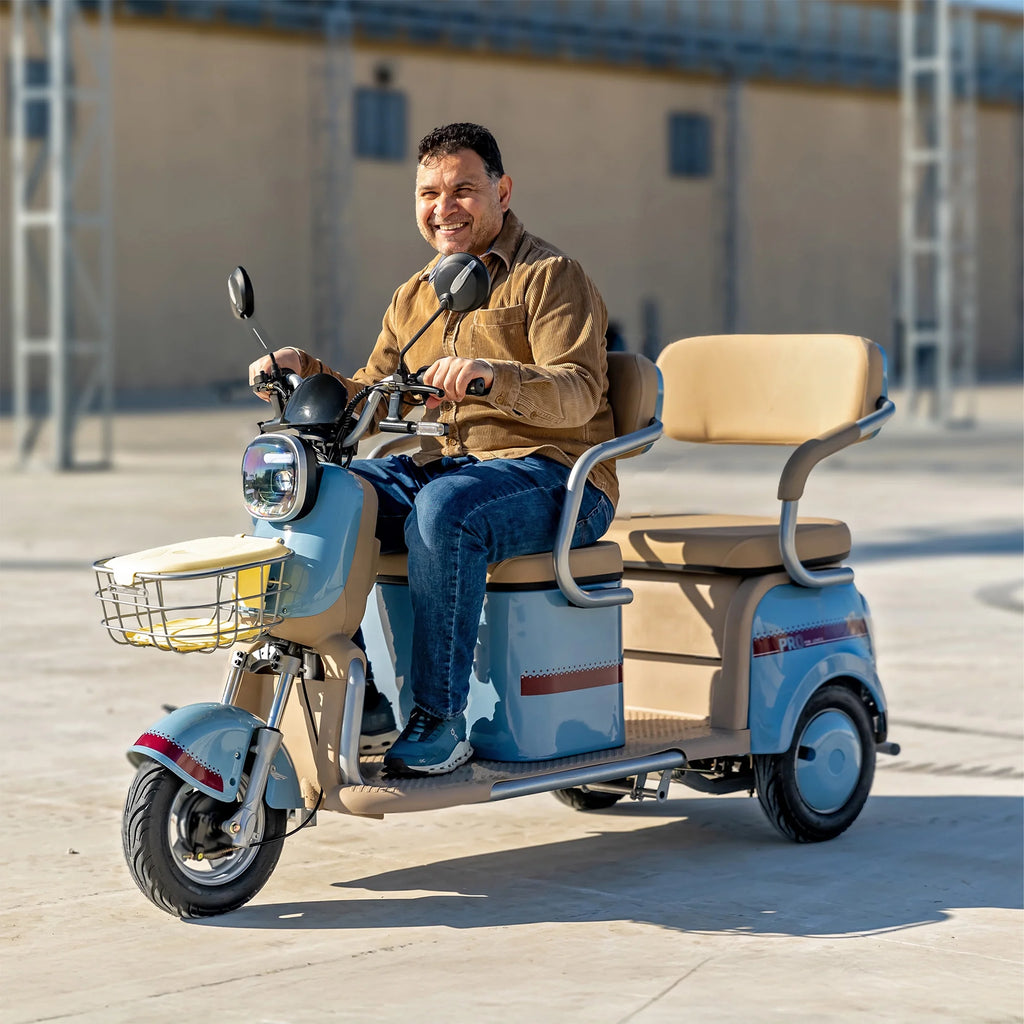 Massimo MGC E - Trike 3 - Wheel Electric Cart - 17 MPH, 2 - Seater Adult Scooter - Blue