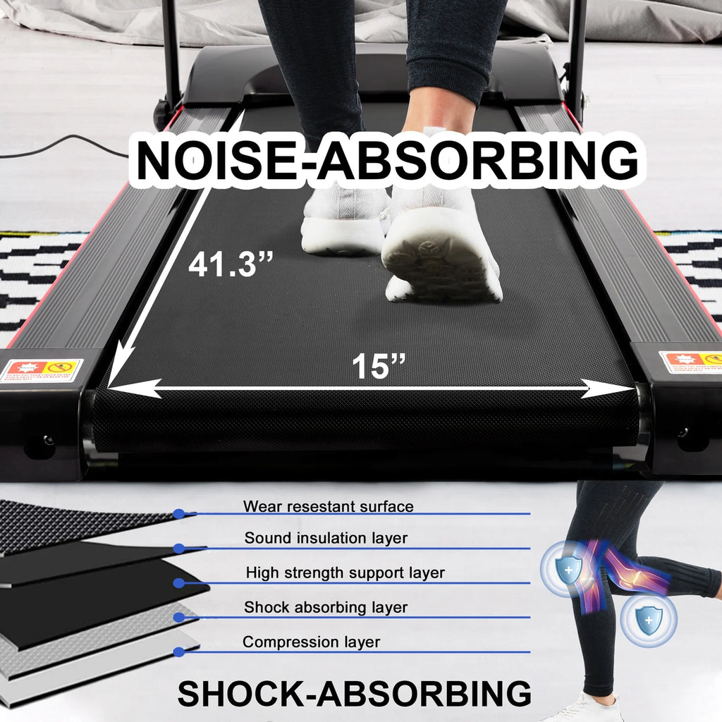 SWERTOY Treadmill 2.5HP Folding Treadmill for Home Walking Under Desk with Incline Fitness Running Electric Treamills Indoor Training Pulse Monitor Cup Holder Treadmills IN USA STOCK