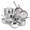 14 Piece Tri - Ply Clad Stainless Steel Cookware Set with Glass Lids
