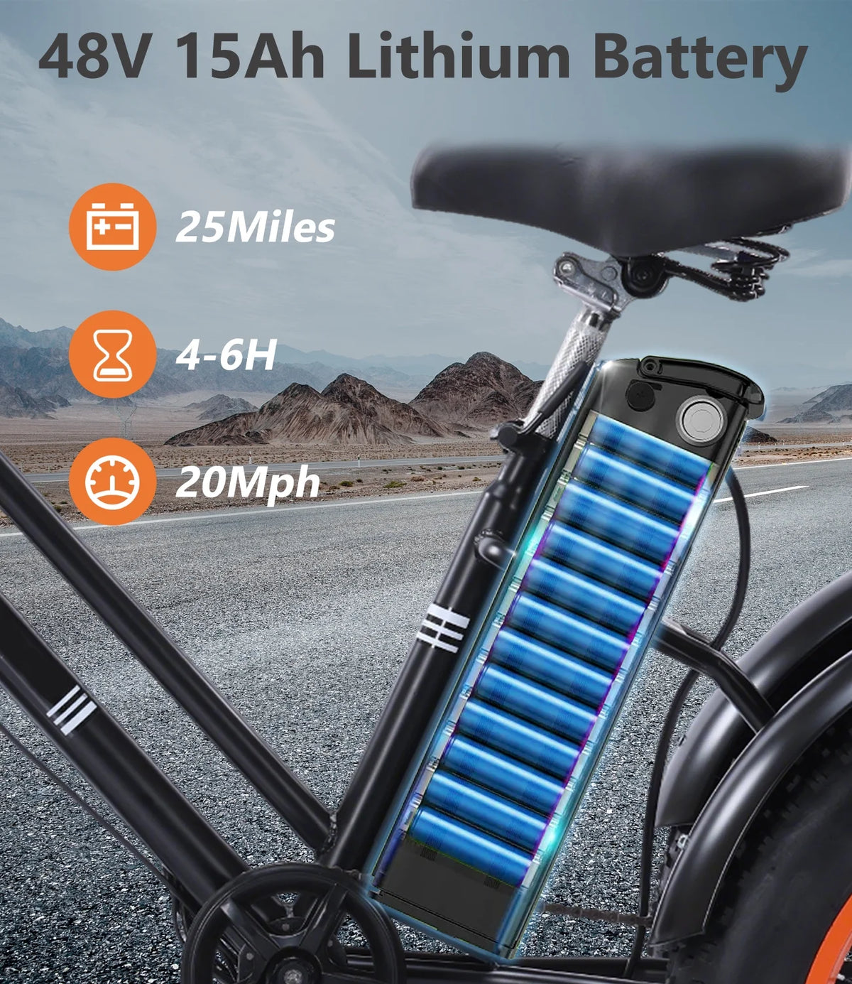 YEBEI Electric Tricycle for Adults Folding E - Trike Motorized Tricycle Electric 3 Wheels Trike Powerful 500W Motor Electric Tricycle 48V15AH Lithium Battery Max 20MPH 20*4.0" Fat Tire Orange