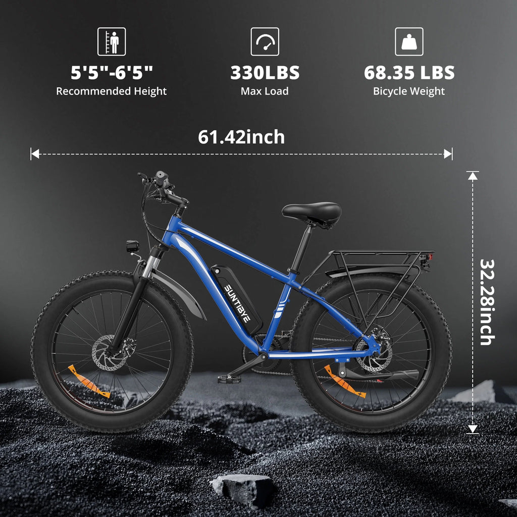 SUNTIBYE EB26 26" Fat Tire E Bike for Adults Set of 2, 1500W Electric Mountain Bikes, 28MPH Off - Road Ebike, 48V 15ah UL2849, Black