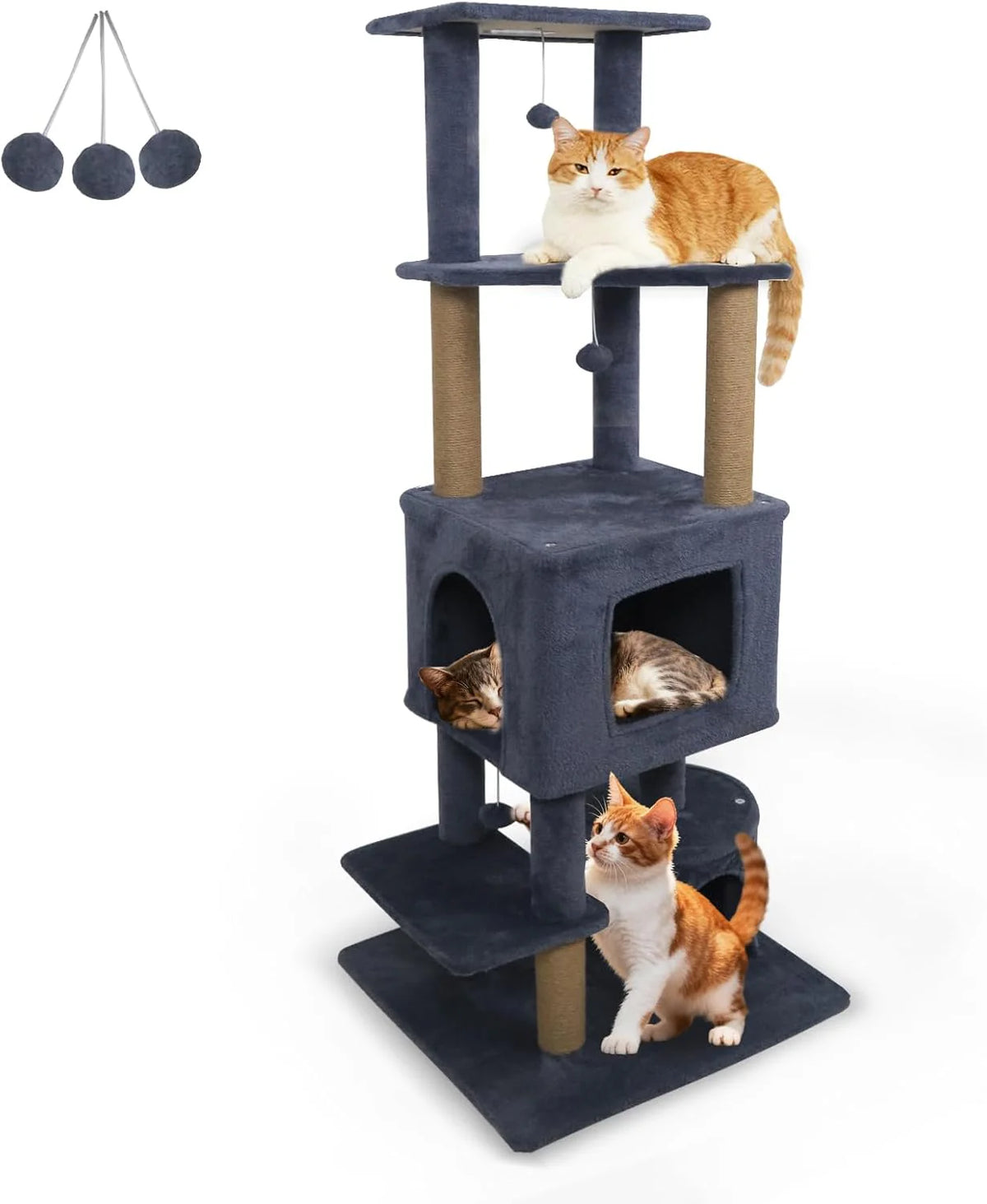 Tangkula 64 Inch Tall Cat Tree Multi-Level Cat Tower with 2 Large Condos