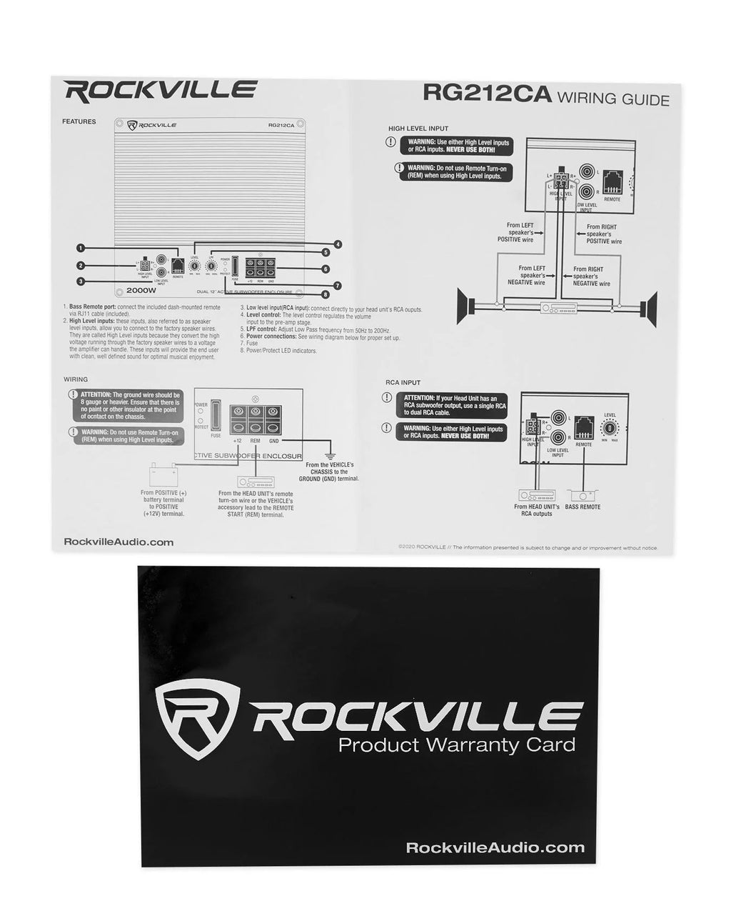 Rockville RG212CA 2000w Dual 12 in Vented Powered Car Subwoofer Enclosure+Amp Kit