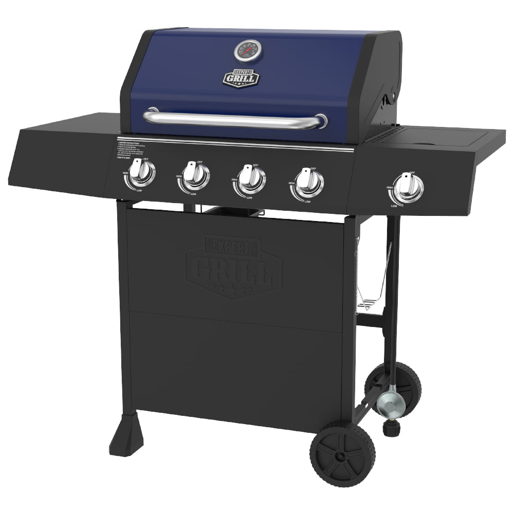 Grill 4 Burner with Side Burner Propane Gas Grill in Blue