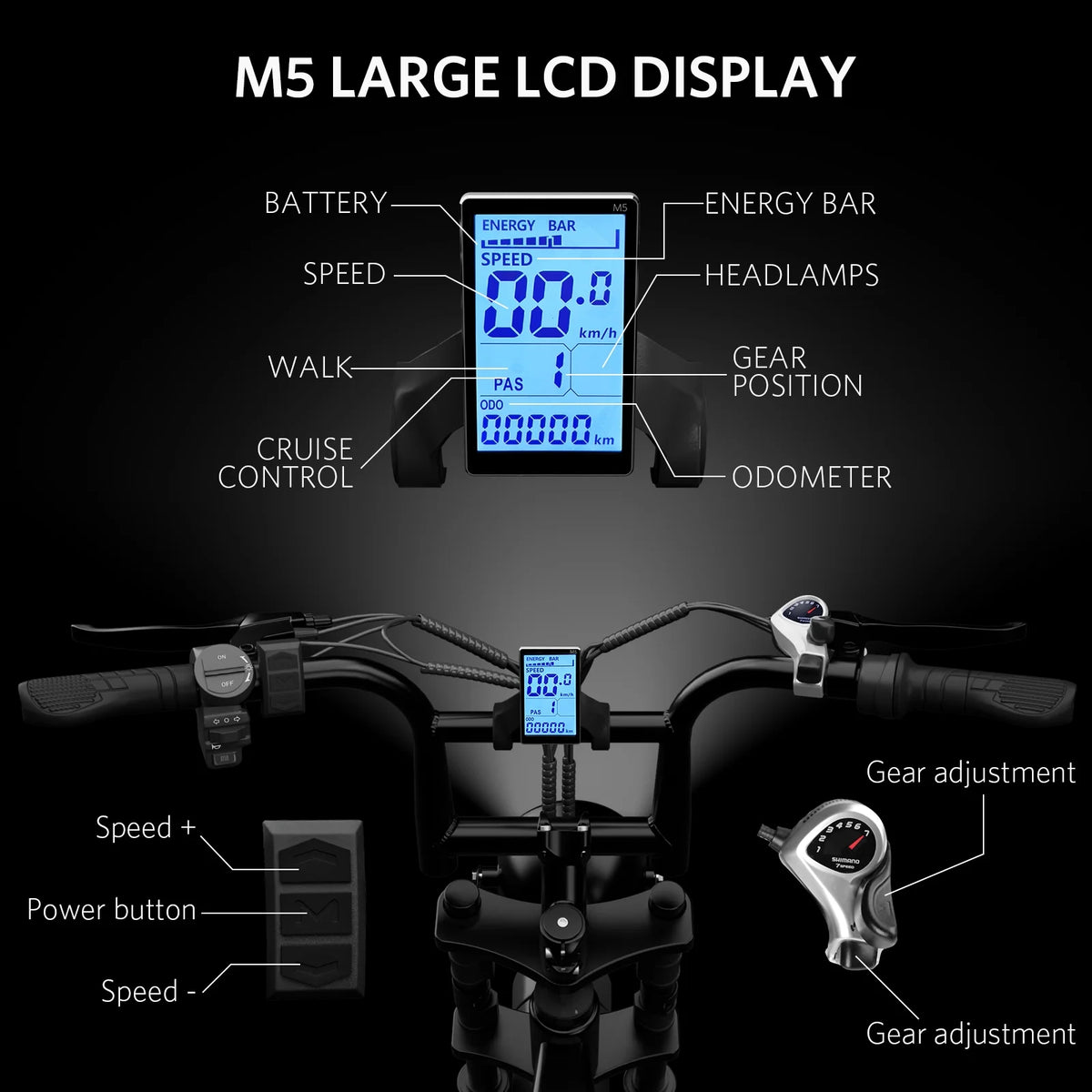 VTOKW Electric Bike for Adults, 1000W Peak Motor Adult Electric Bicycle, 48V 15.6ah Battery, up to 31MPH, 20'' Fat Tire Ebike, Dual Disc Brakes Mountain Bike for Cycling, 7 Speed E Bike, E - Bike UL2849