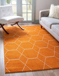 Unique Loom Geometric Trellis Frieze Area Rug (4' 0 x 6' 0 - Orange)