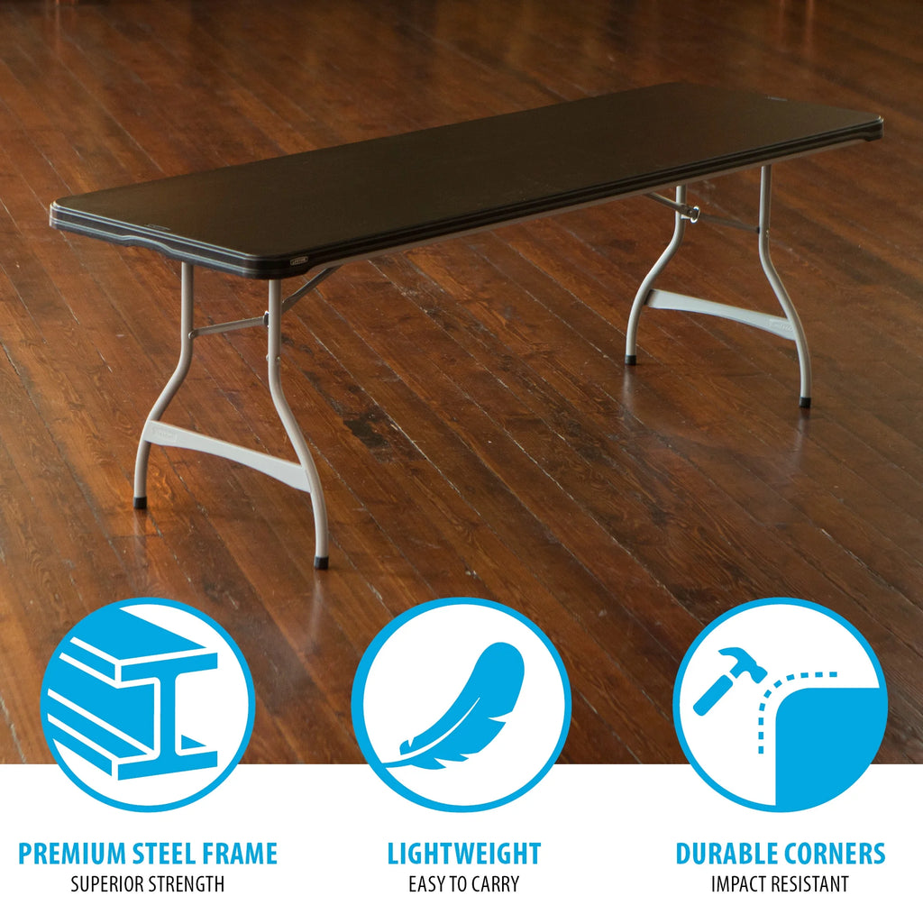 Lifetime 8 Foot Nesting Rectangle Table, Indoor/Outdoor Commercial Grade, Black (280462)