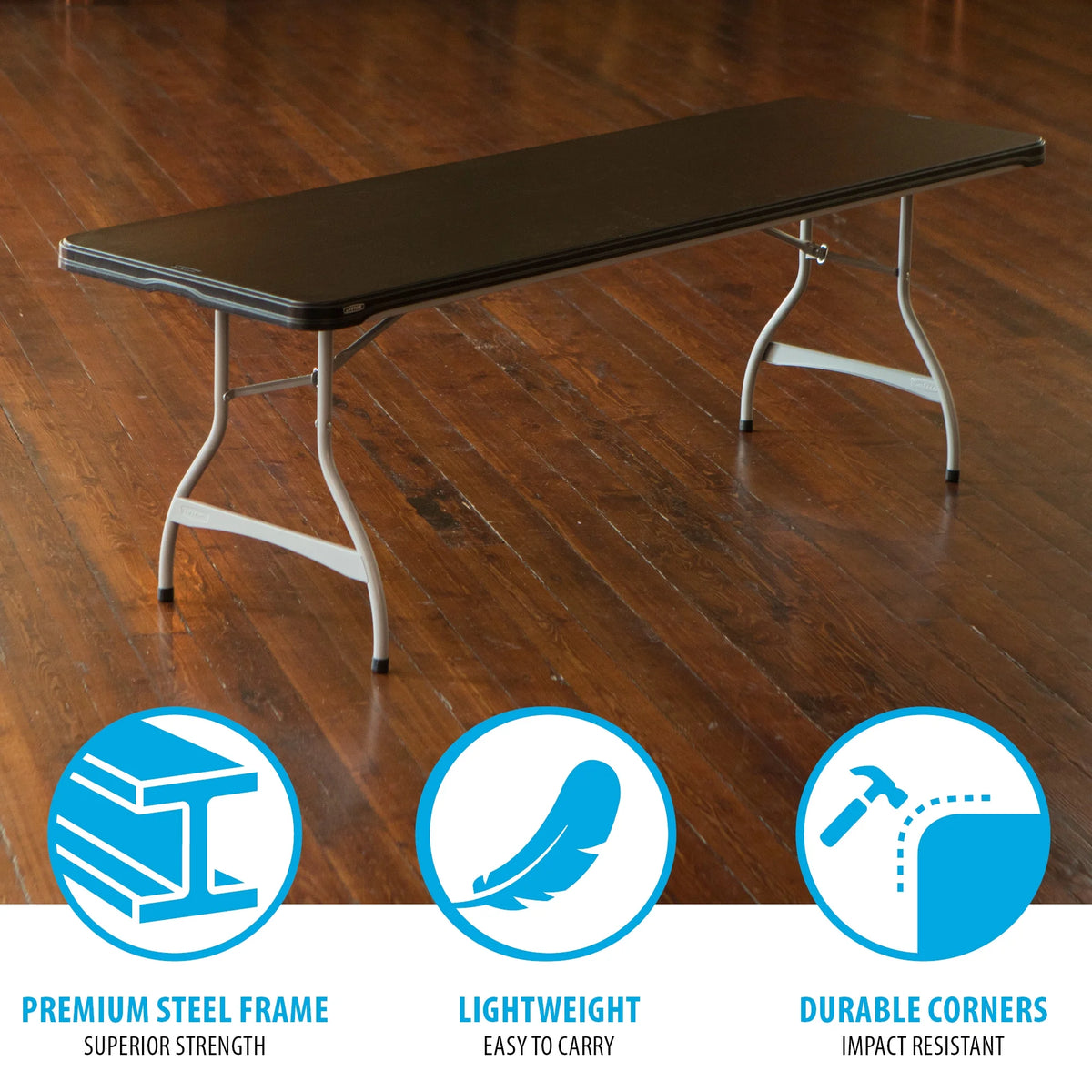 Lifetime 8 Foot Nesting Rectangle Table, Indoor/Outdoor Commercial Grade, Black (280462)