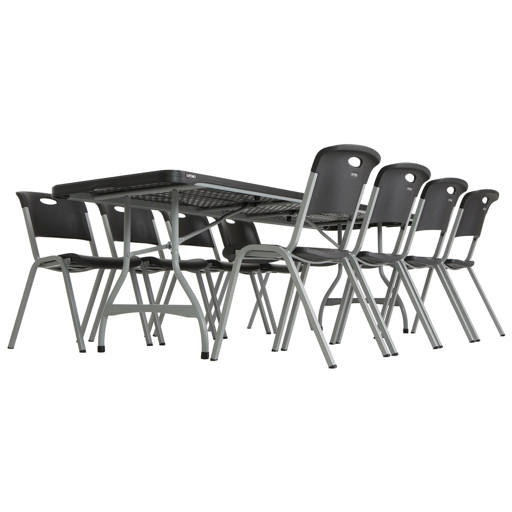 Lifetime 8 Foot Nesting Rectangle Table, Indoor/Outdoor Commercial Grade, Black (280462)