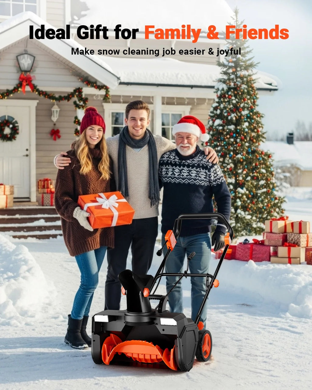 VOLTASK 15 Amp Electric Snow Blower, 23 in Corded Snow Blower with 180 - Degree Directional Chute