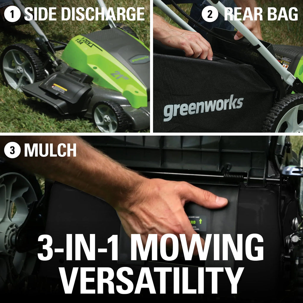Greenworks 13 Amp 21 - Inch Corded Electric Walk - Behind Push Lawn Mower, 25112