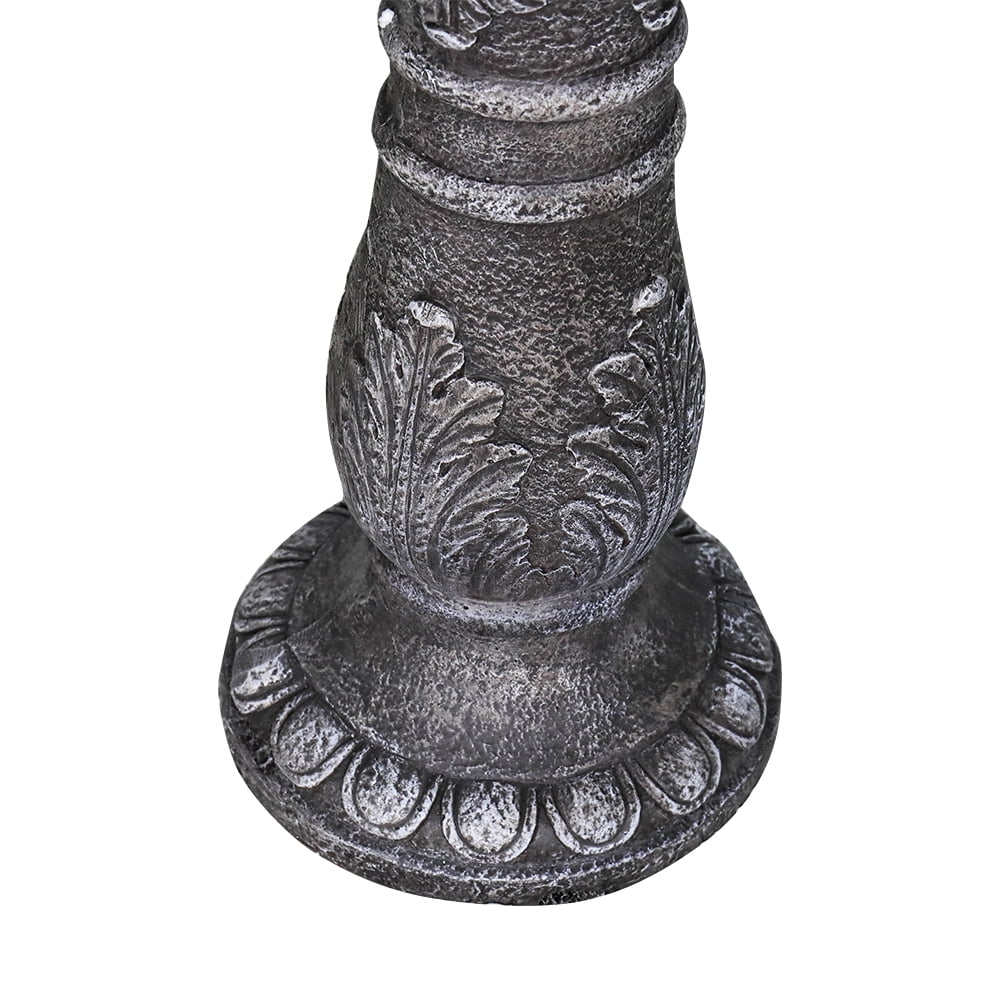 24.4 in Height Outdoor Bird Bath - Fibre Reinforced Concrete Large Bird Bath Stylish with Modern Pedestal for Garden, Patio, Lawn, Backyard