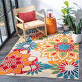 Safavieh Outdoor CBN328A Cabana Collection Ivory / Orange Rug - 6' 7" Square