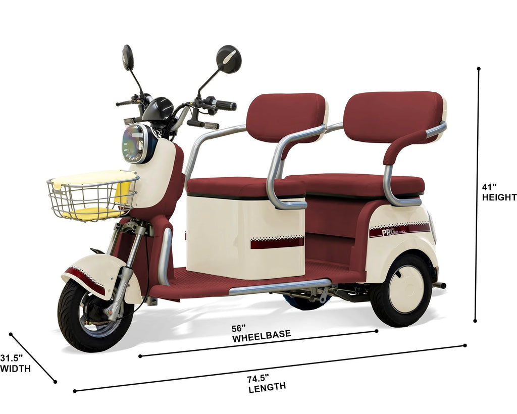 Massimo MGC E - Trike 3 - Wheel Electric Cart - 17 MPH, 2 - Seater Adult Scooter - Blue
