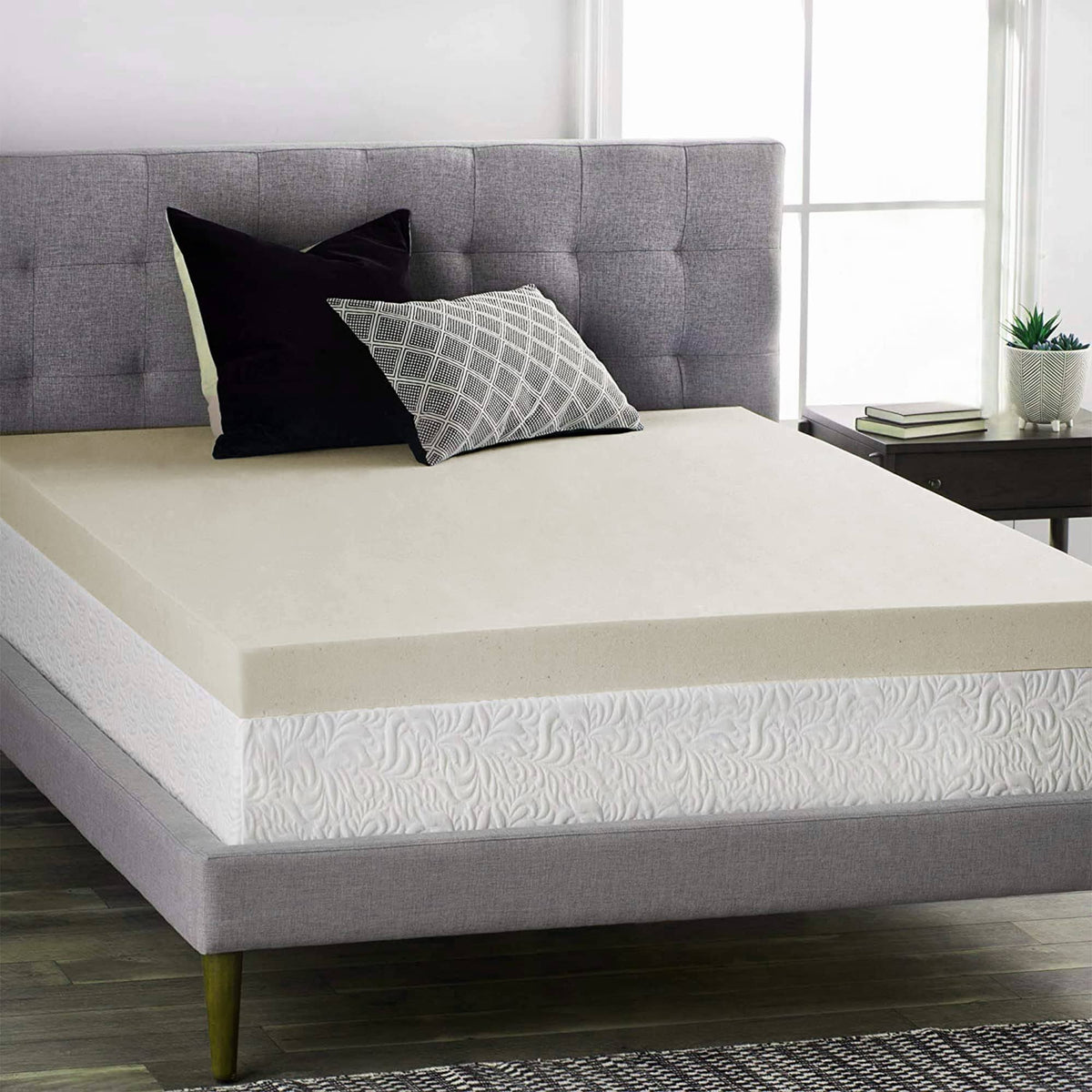 Sprign Sleep 1-Inch High Density Foam Topper, Queen, Adds Comfort.