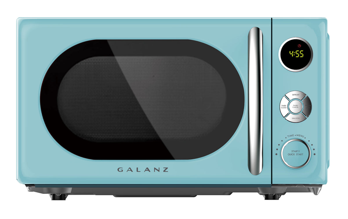 Galanz 0.7 cu ft Retro Countertop Microwave Oven, 700 Watts, Blue, New