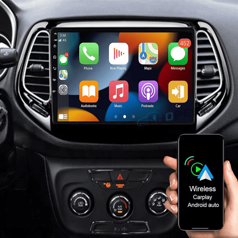 Eforcase 2+32G Car Stereo Radio for Jeep Compass 2017 - 2019, Support Wireless Carplay Android Auto 9" Touch Screen Android 13 Bluetooth GPS Navigation Car Player Radio