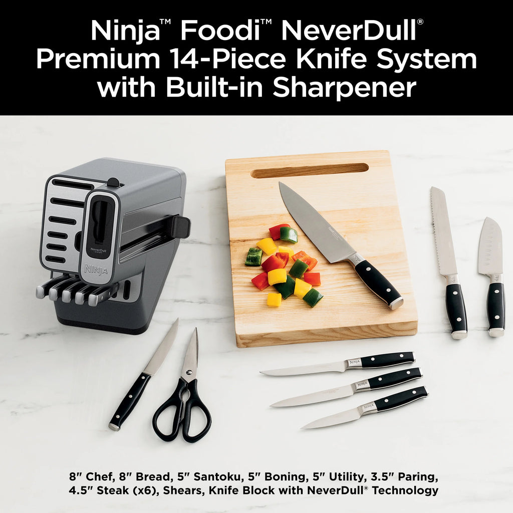 Ninja Foodi Neverdull Premium 14pc German Stainless Steel Knife System & Built - in Sharpener, K32014
