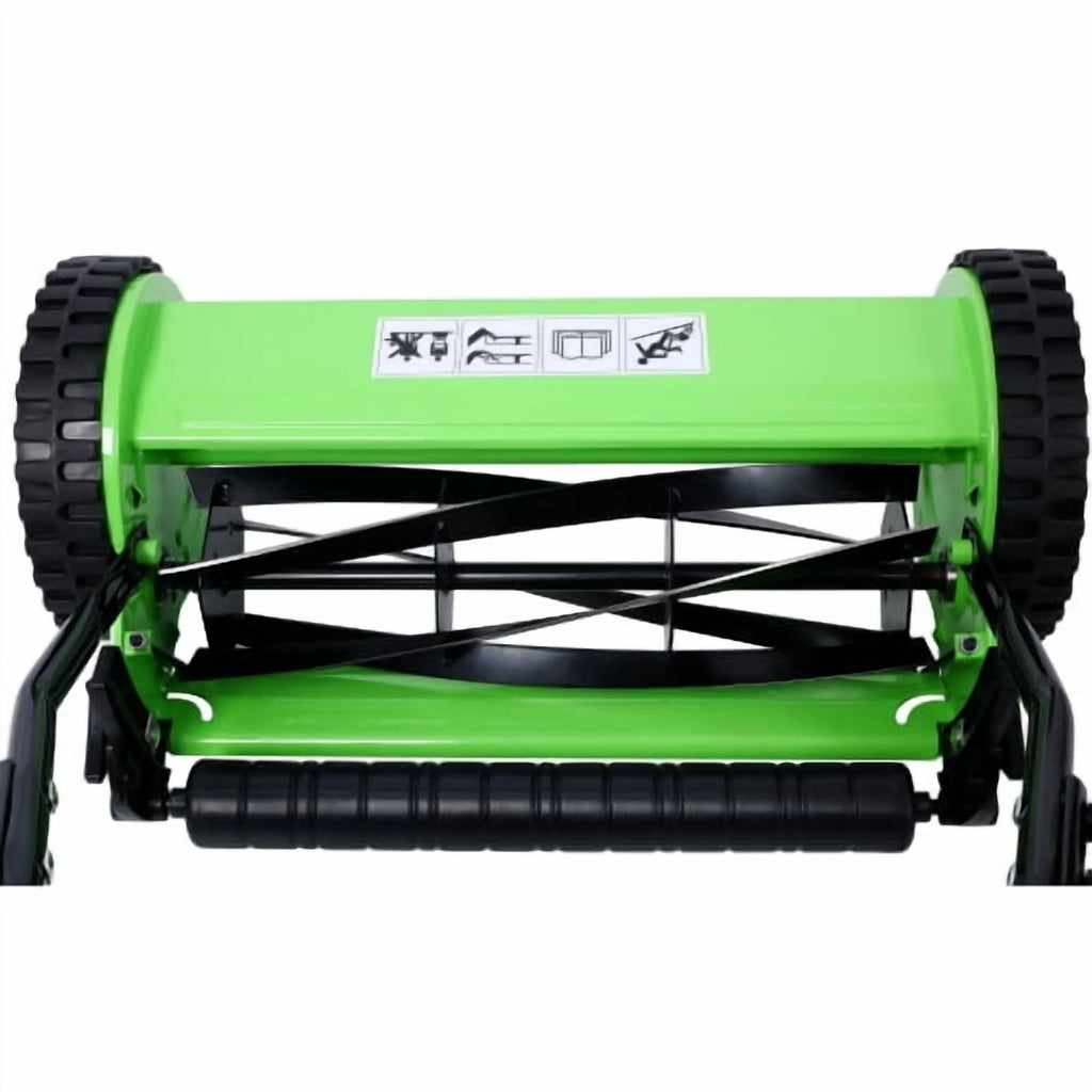 14 - Inch Push Reel Lawn Mower, 5 - Blade with Grass Catcher, Adjustable Height, Manual, Green
