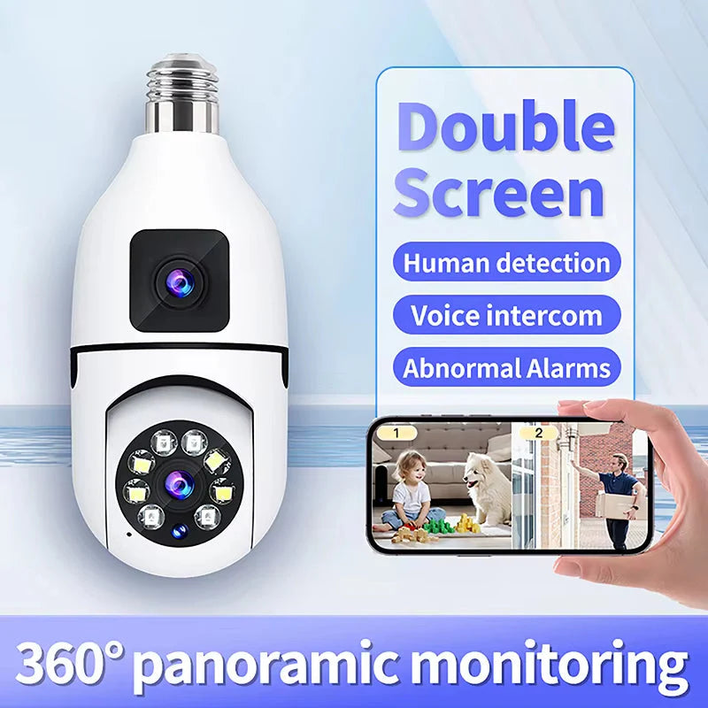 E27 WiFi Dual Lens Camera with 4x Zoom