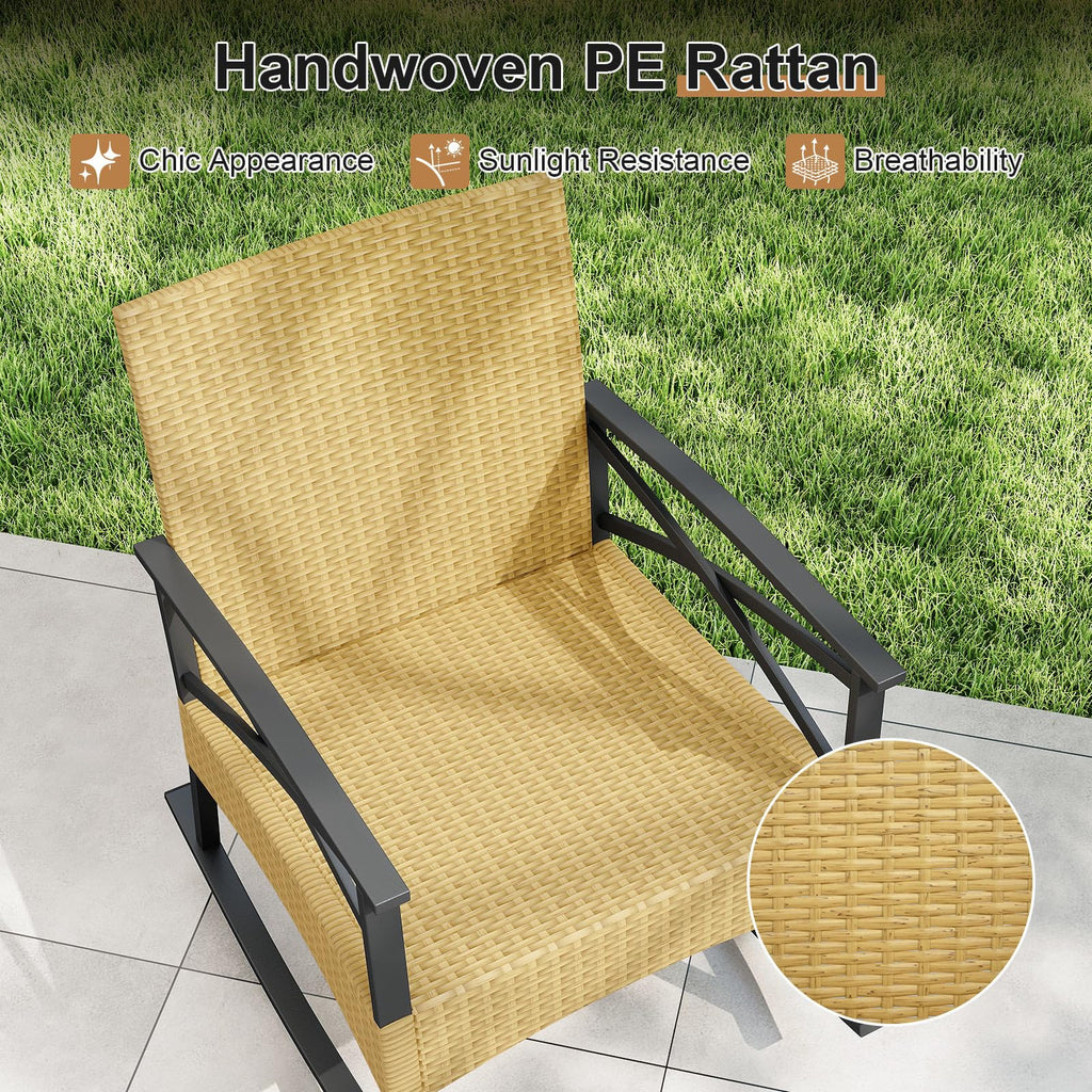 Tangkula 3 Pieces Outdoor Rocking Chairs Set for Garden