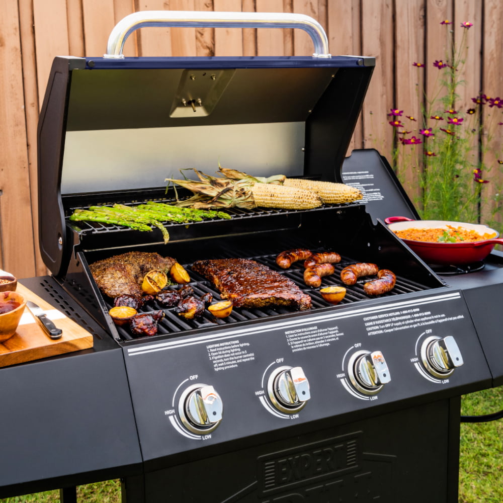Grill 4 Burner with Side Burner Propane Gas Grill in Blue